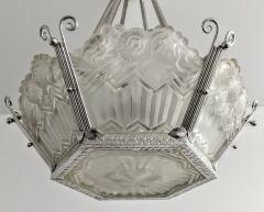 Jean Noverdy Pair of French Art Deco Pendant Chandelier signed by Noverdy - 3941709