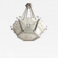 Jean Noverdy Pair of French Art Deco Pendant Chandelier signed by Noverdy - 4278983