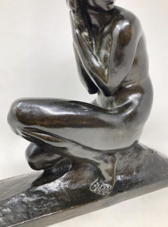 Jean Ortis Art Deco Bronze Sculpture by Jean Ortis NU FEMININ ACCROUPI 1930s - 3466268