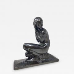 Jean Ortis Art Deco Bronze Sculpture by Jean Ortis NU FEMININ ACCROUPI 1930s - 3469020