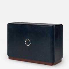 Jean Pascaud LEATHER AND SILVERED BRONZE CABINET BY JEAN PASCAUD - 3487774