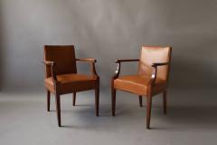 Jean Pascaud Pair of Fine French Art Deco Mahogany Bridge Chairs attributed to Pascaud - 377875