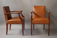 Jean Pascaud Pair of Fine French Art Deco Mahogany Bridge Chairs attributed to Pascaud - 377876