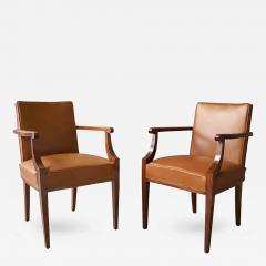 Jean Pascaud Pair of Fine French Art Deco Mahogany Bridge Chairs attributed to Pascaud - 379282
