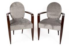 Jean Pascaud Pair of French Art Deco Oval Back Armchairs By Jean Pascaud - 4333993