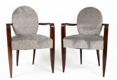 Jean Pascaud Pair of French Art Deco Oval Back Armchairs By Jean Pascaud - 4333994