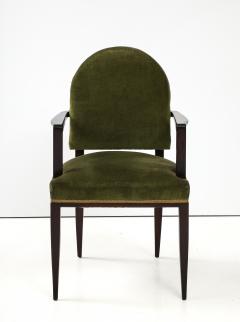 Jean Pascaud Pair of Jean Pascaud Ebonized Mahogany Velvet Round Back Chairs France 1935 - 3590355