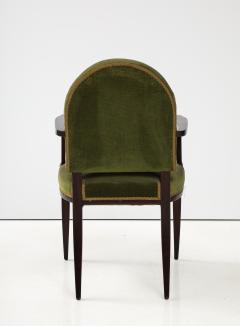 Jean Pascaud Pair of Jean Pascaud Ebonized Mahogany Velvet Round Back Chairs France 1935 - 3590358