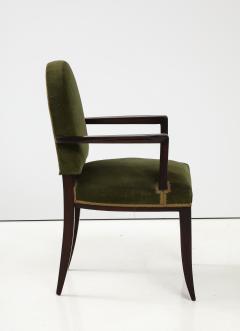 Jean Pascaud Pair of Jean Pascaud Ebonized Mahogany Velvet Round Back Chairs France 1935 - 3590361