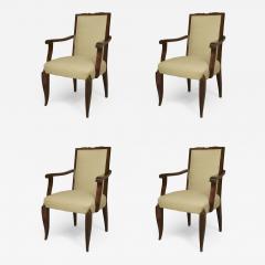 Jean Pascaud Set of 4 French Art Deco style 1950s Mahogany Stained Open Armchairs - 422412