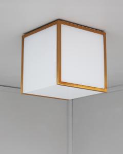 Jean Perzel 2 Fine French 1970s Cubical Glass and Brass Flush Mounts by Perzel - 4317314