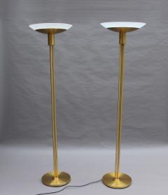 Jean Perzel 2 Fine French Mid Century Bronze and Glass Floor Lamps by Perzel - 2004629