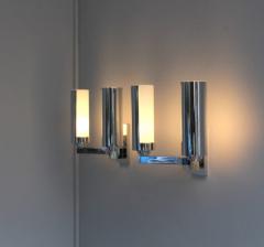 Jean Perzel 2 Pairs of Fine French 1960 s Chrome and Glass Sconces by Perzel - 1233042