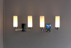 Jean Perzel 2 Pairs of Fine French 1960 s Chrome and Glass Sconces by Perzel - 1233043