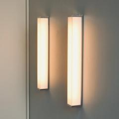Jean Perzel 2 pairs of Fine French 1960s Glass and Nickel Chrome Sconces by Perzel - 4682636