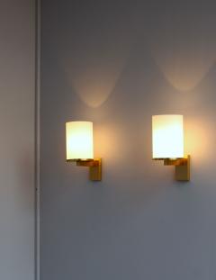 Jean Perzel 5 Fine French Art Deco Glass and Bronze Cylindrical Sconces by Jean Perzel - 2149146