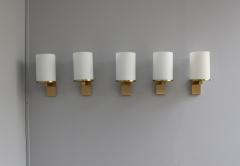 Jean Perzel 5 Fine French Art Deco Glass and Bronze Cylindrical Sconces by Jean Perzel - 2149170