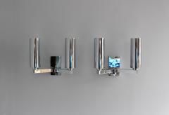 Jean Perzel A Pair of Fine French Art Deco Chrome and Glass Sconces by Perzel - 4381949