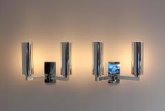 Jean Perzel A Pair of Fine French Art Deco Chrome and Glass Sconces by Perzel - 4381950