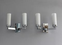 Jean Perzel A Pair of Fine French Art Deco Chrome and Glass Sconces by Perzel - 4381955