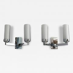 Jean Perzel A Pair of Fine French Art Deco Chrome and Glass Sconces by Perzel - 4389259