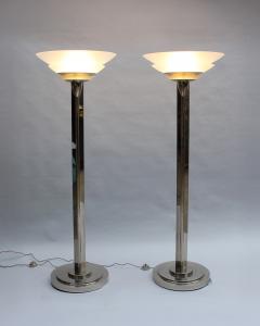Jean Perzel A Pair of Fine French Art Deco Nickel and Glass Floor Lamps by Perzel - 4349094