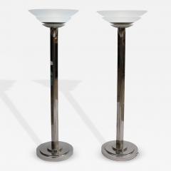 Jean Perzel A Pair of Fine French Art Deco Nickel and Glass Floor Lamps by Perzel - 4351093