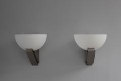 Jean Perzel A pair of Fine French Art Deco Brushed Nickel and Glass Sconces by Jean Perzel - 4151382