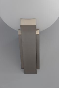 Jean Perzel A pair of Fine French Art Deco Brushed Nickel and Glass Sconces by Jean Perzel - 4151417