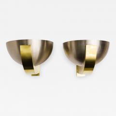 Jean Perzel Brushed steel and brass sconces by Perzel - 788182