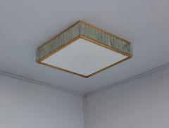 Jean Perzel FINE SQUARE BRASS AND GLASS QUEEN S NECKLACE CEILING LIGHT BY JEAN PERZEL - 977184