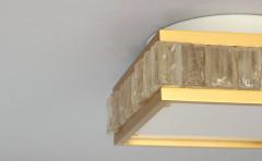 Jean Perzel Fine 1950s Brass and Glass Square Queen Necklace Ceiling Light by Perzel - 3117378