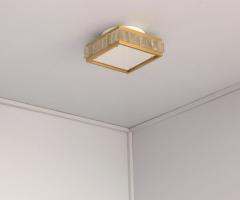 Jean Perzel Fine 1950s Brass and Glass Square Queen Necklace Ceiling Light by Perzel - 3117549
