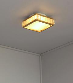 Jean Perzel Fine 1950s Brass and Glass Square Queen Necklace Ceiling Light by Perzel - 3117642