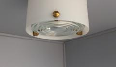 Jean Perzel Fine French 1950s Glass and Brass Cylindrical Flush Mount by Perzel - 2935786