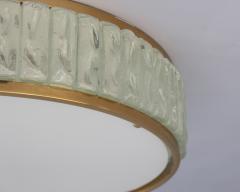 Jean Perzel Fine French 1970s Brass and Glass Queens Necklace Flush Mount by Perzel - 4094434
