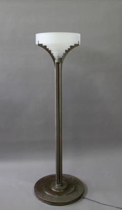 Jean Perzel Fine French Art Deco Chrome and Glass Floor Lamp by Jean Perzel - 430798