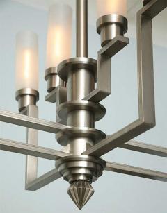 Jean Perzel Fine French Art Deco Hand Cut Steel and Glass Eight Arm Chandelier Jean Perzel - 4702695