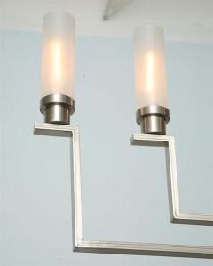 Jean Perzel Fine French Art Deco Hand Cut Steel and Glass Eight Arm Chandelier Jean Perzel - 4702700