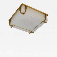 Jean Perzel Fine French Art Deco Square Glass and Bronze Flush Mount by Jean Perzel - 2592434