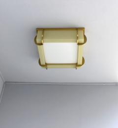 Jean Perzel Fine French Art Deco Square Glass and Bronze Flush Mount by Jean Perzel - 2709918