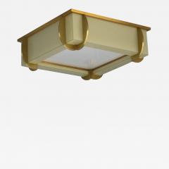 Jean Perzel Fine French Art Deco Square Glass and Bronze Flush Mount by Jean Perzel - 2962706