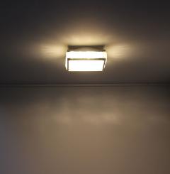 Jean Perzel Fine French Art Deco Square Glass and Chrome Flush Mount by Perzel - 430821