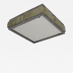 Jean Perzel Fine French Art Deco Square Glass and Chrome Flush Mount by Perzel - 432157