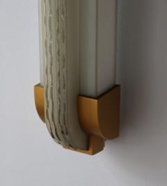 Jean Perzel Fine French Art Deco Vertical Wall Light in Bronze and Glass by Jean Perzel - 1377178