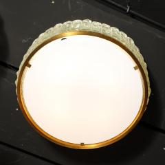 Jean Perzel Mid Century Brass Fitted Textured Frosted Glass Flush Mount by Jean Perzel - 3554001