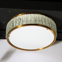 Jean Perzel Mid Century Brass Fitted Textured Frosted Glass Flush Mount by Jean Perzel - 3554002