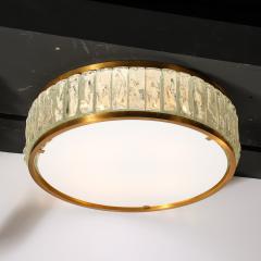 Jean Perzel Mid Century Brass Fitted Textured Frosted Glass Flush Mount by Jean Perzel - 3554003