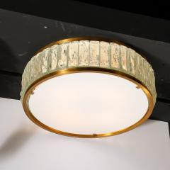Jean Perzel Mid Century Brass Fitted Textured Frosted Glass Flush Mount by Jean Perzel - 3554010