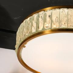 Jean Perzel Mid Century Brass Fitted Textured Frosted Glass Flush Mount by Jean Perzel - 3554079